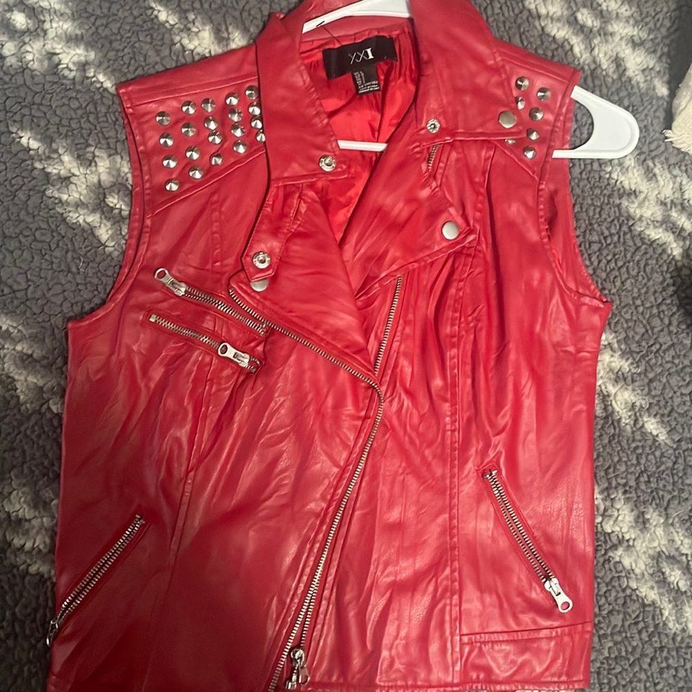 Forever, 21 red faux, leather vest